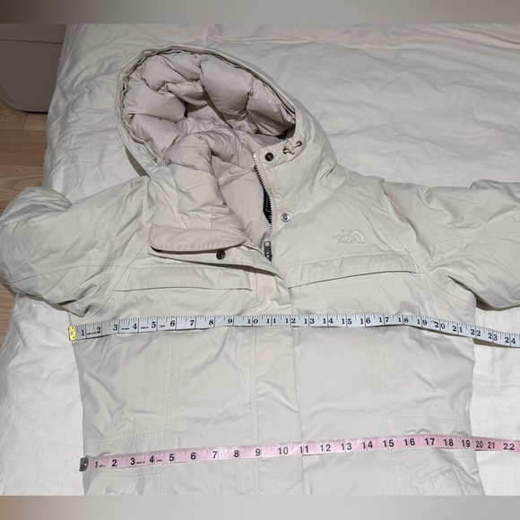 The North Face Womens L Cream Down Parka Mid Length Jacket DRYVENT - Picture 6 of 7